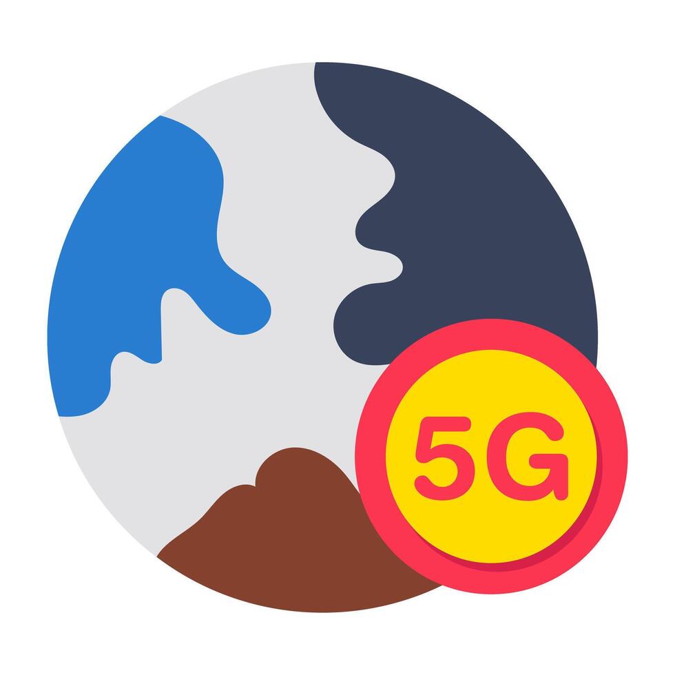 A colored design icon of global 5g vector