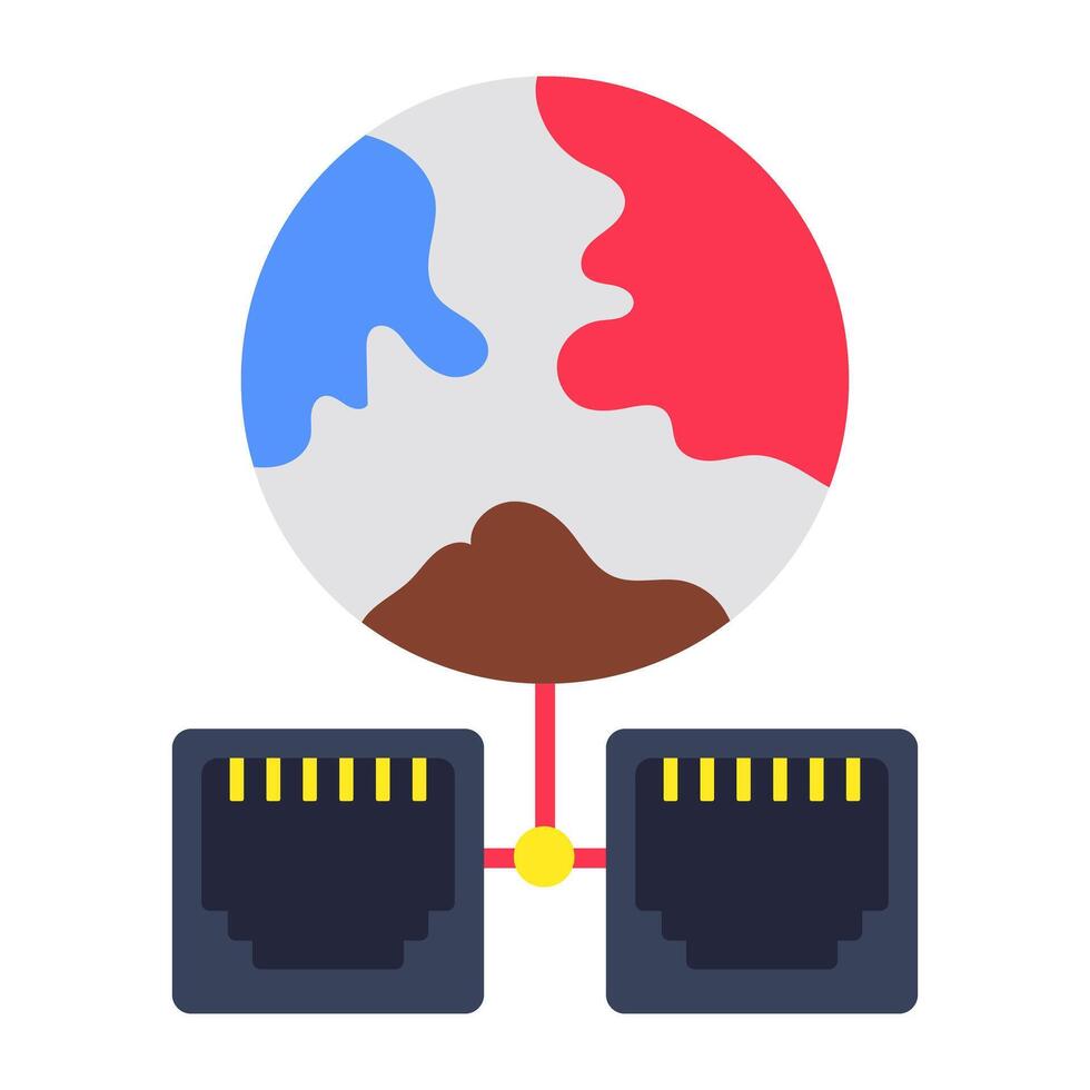 A flat design icon of global network port vector