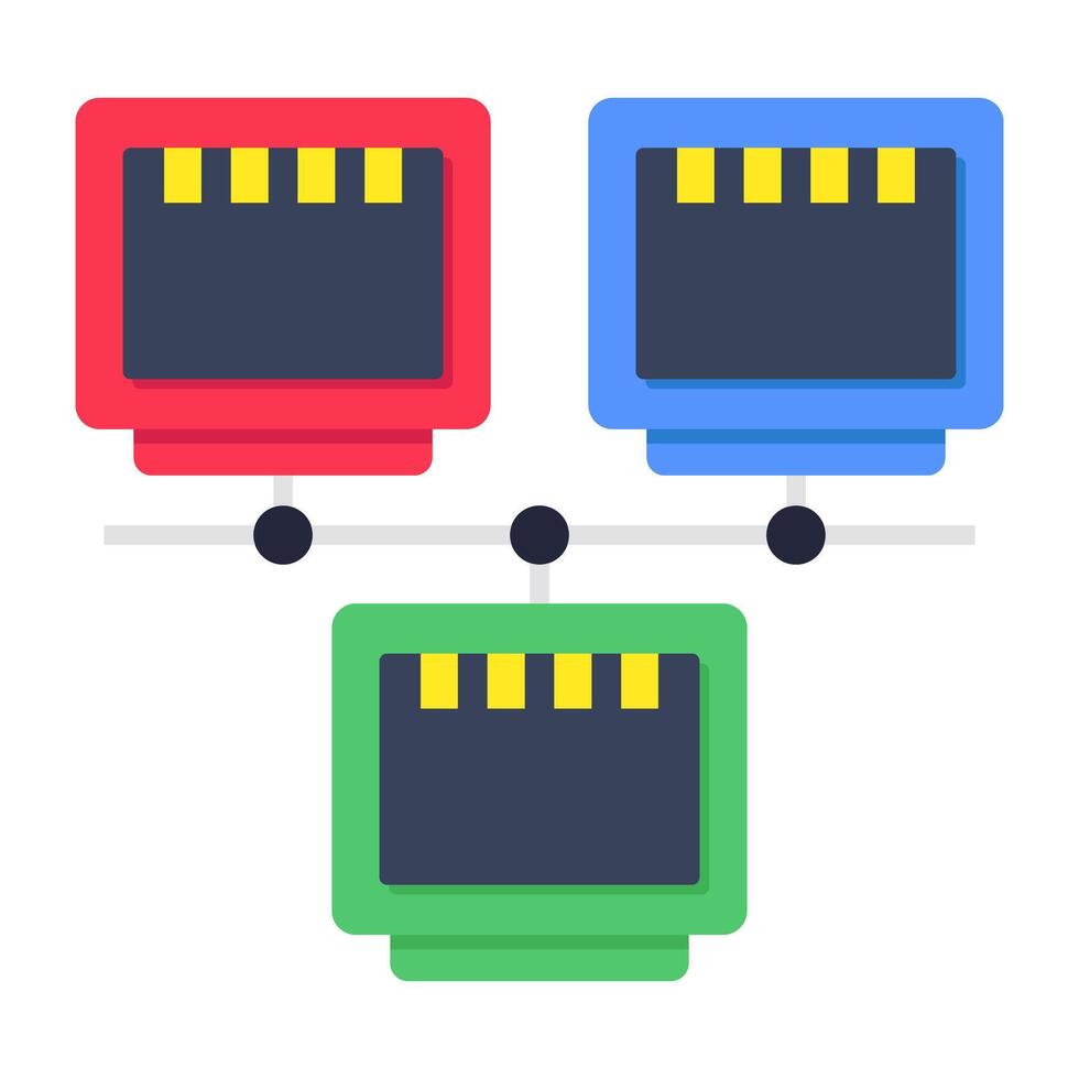 A flat design icon of Ethernet port vector