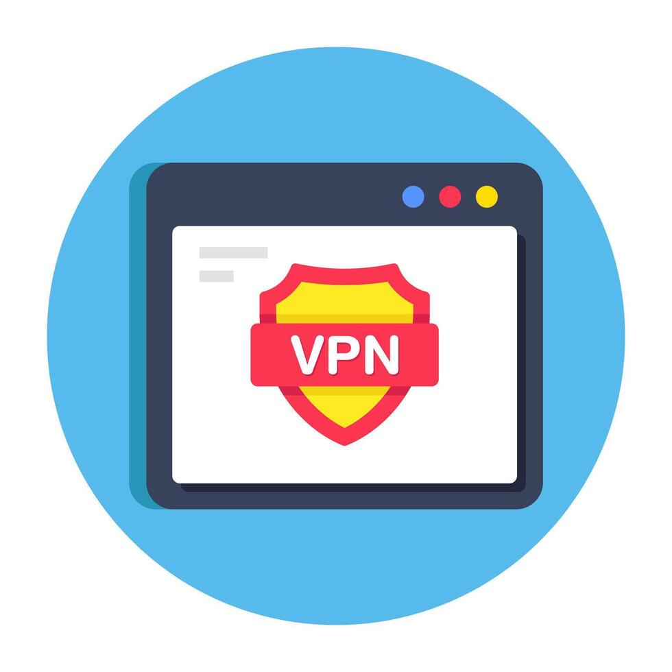 A flat design icon of web vpn vector