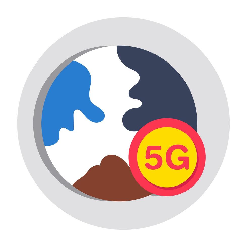 A colored design icon of global 5g vector