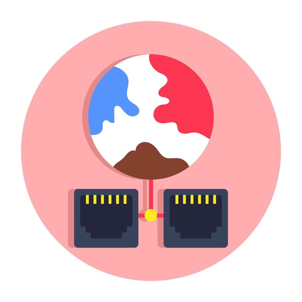 A flat design icon of global network port vector