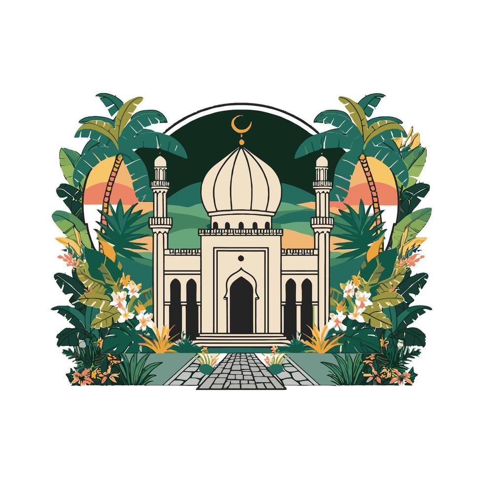 Islamic mosque illustration vector