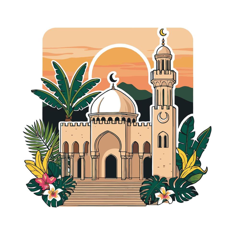 Islamic architecture in the desert vector