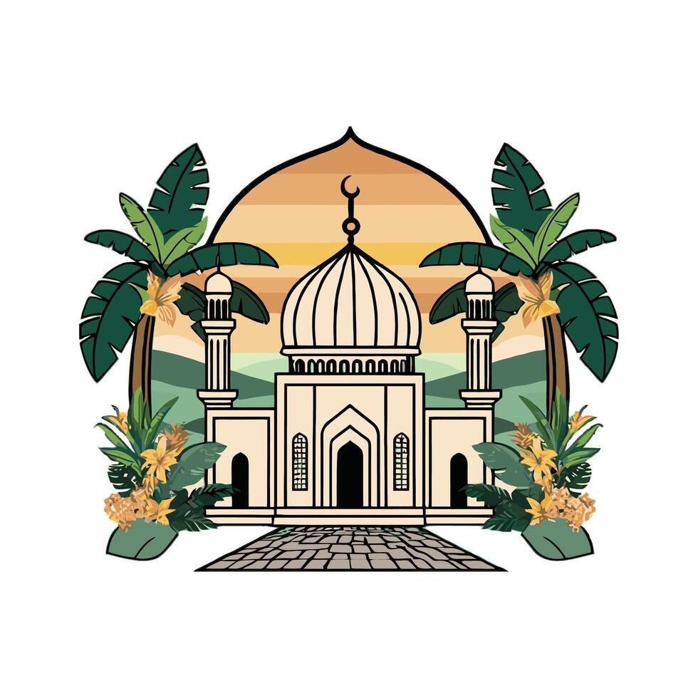 Islamic mosque illustration vector