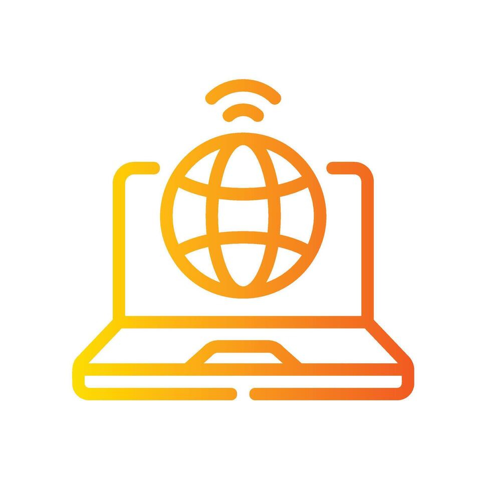 network Line Gradient Icon White Background vector