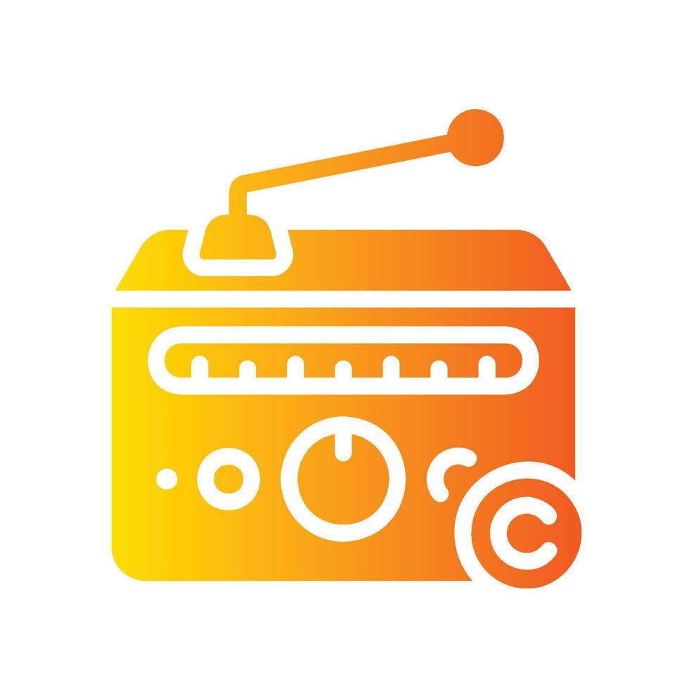 radio Flat Gradient Icon White Background vector