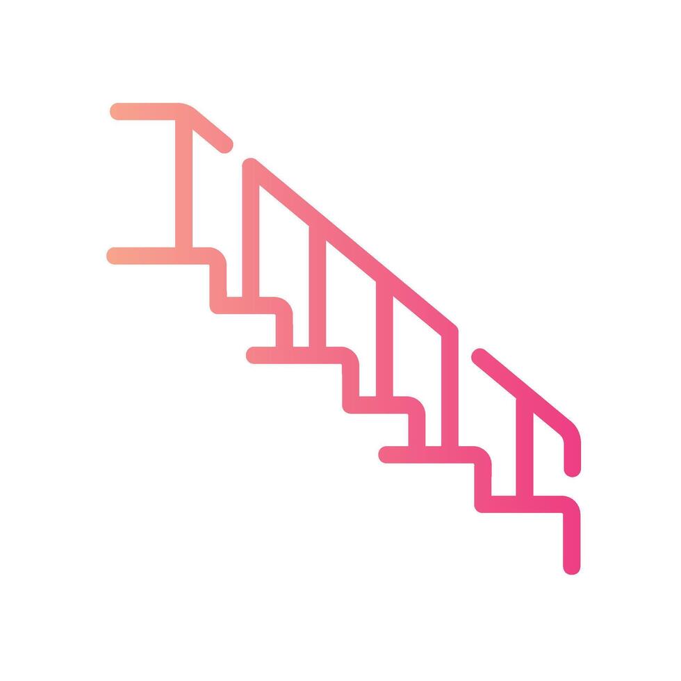 stairs Line Gradient Icon White Background vector