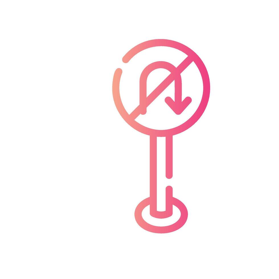 no turn Line Gradient Icon White Background vector