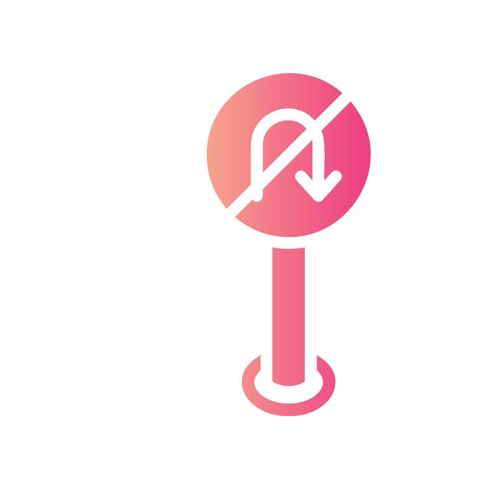 no turn Flat Gradient Icon White Background vector