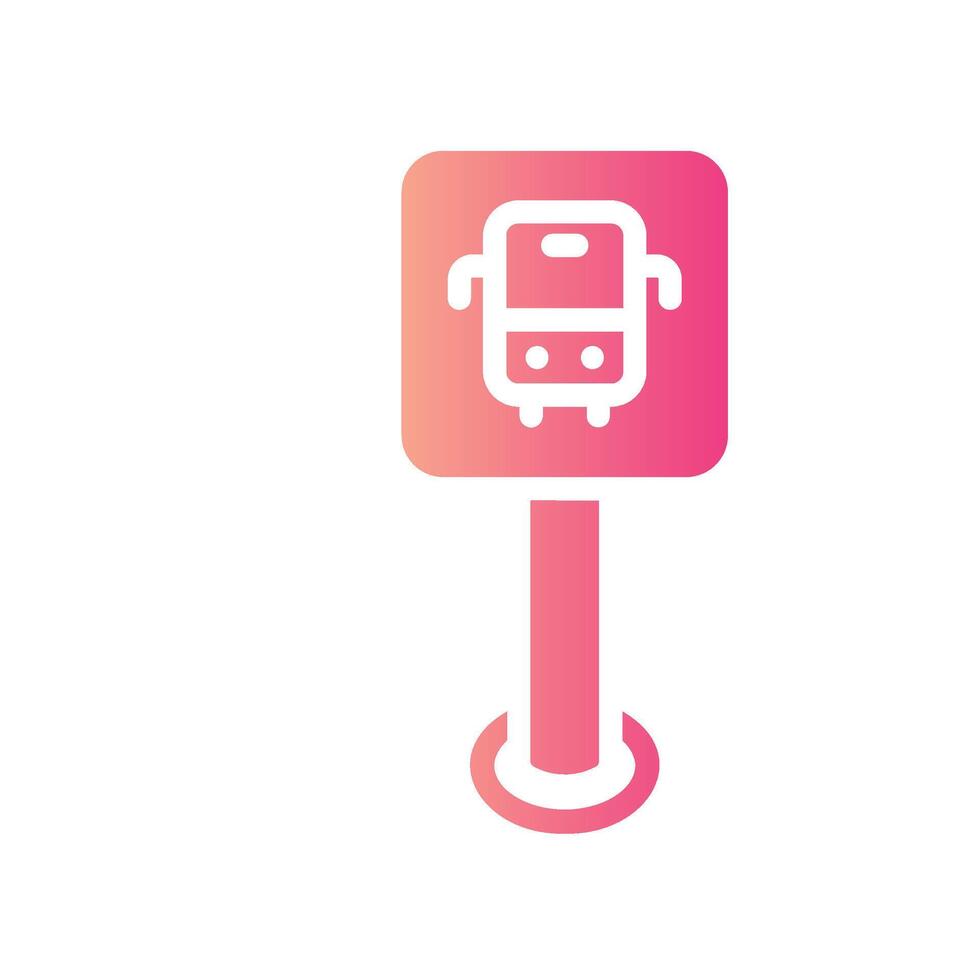 bus stop Flat Gradient Icon White Background vector