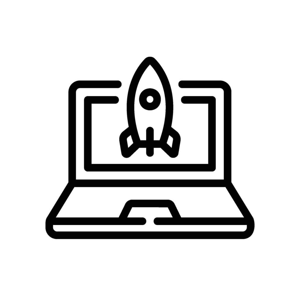startup Line Icon White Background vector