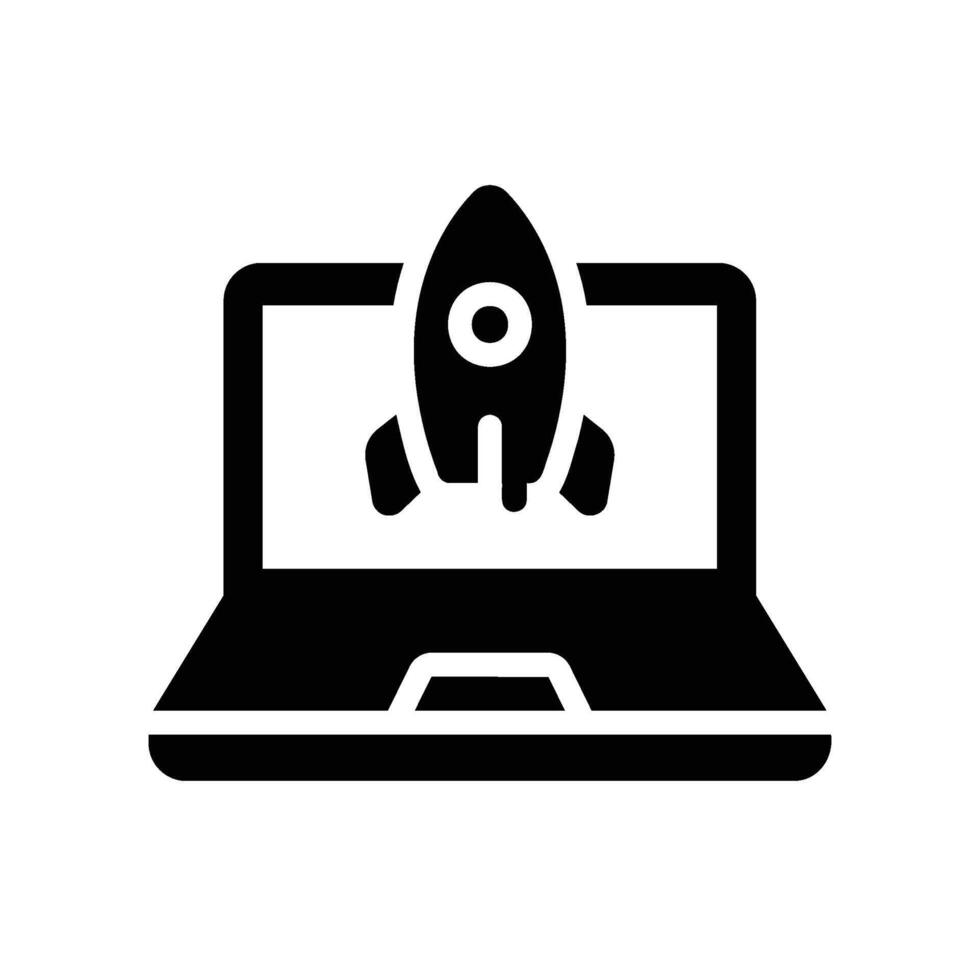startup Glyph Icon White Background vector