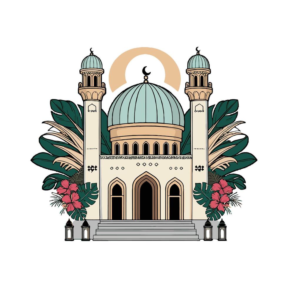 Islamic mosque desert vibes tropical vector