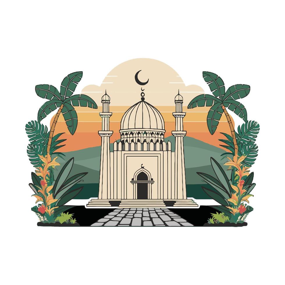 Islamic architecture cartoon vector