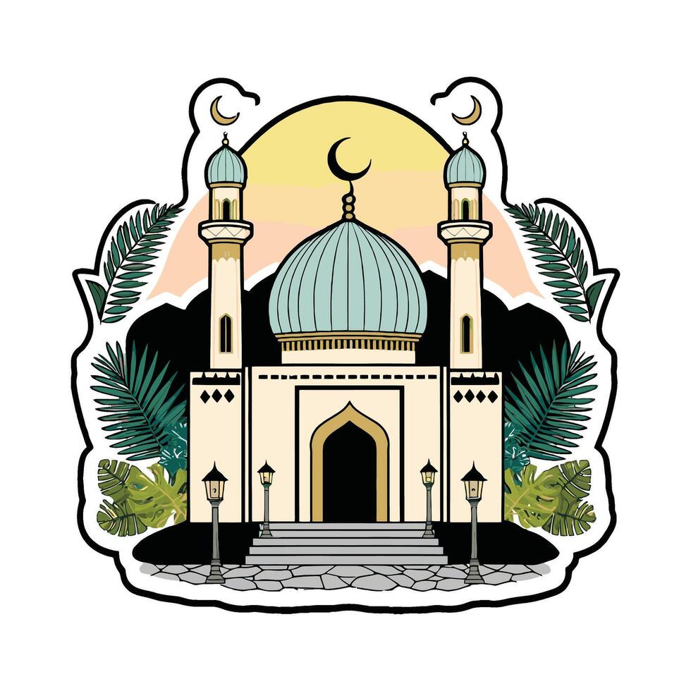 Islamic mosque sticker vector