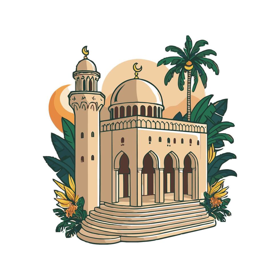 Islamic mosque in the middle of the jungle vector