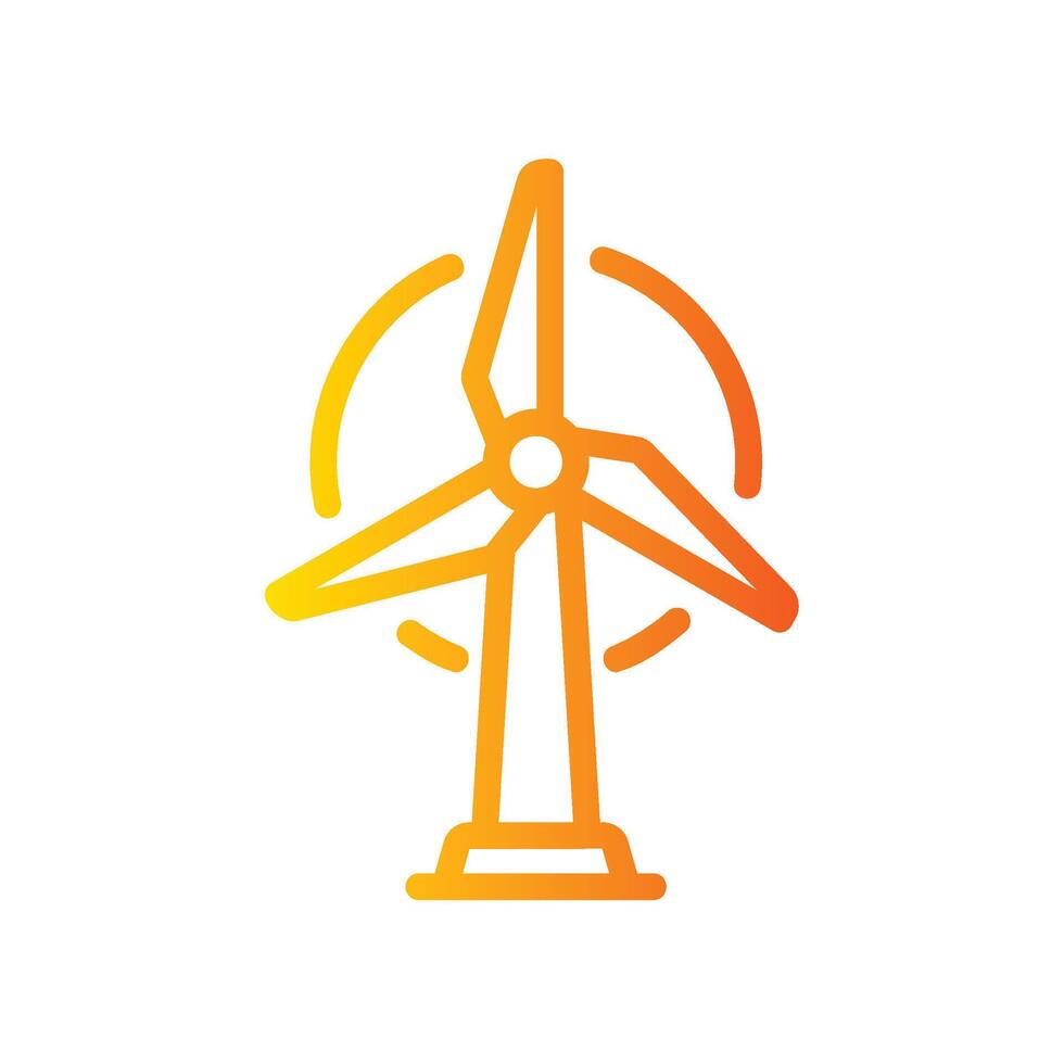 wind turbine Line Gradient Icon White Background vector