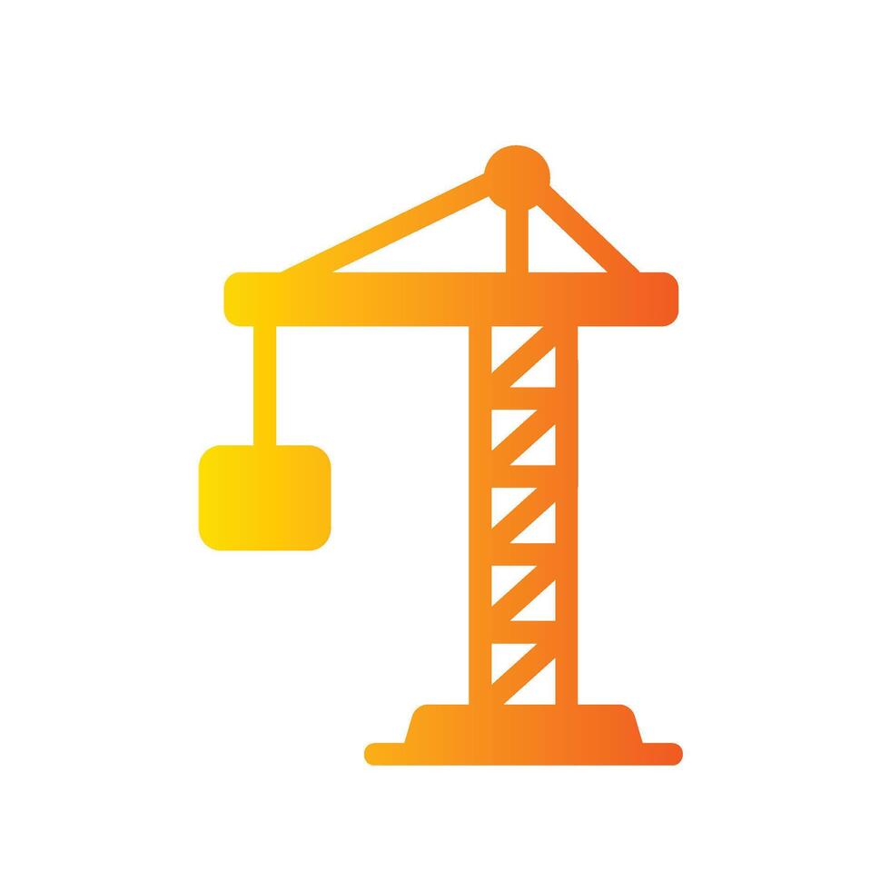 crane Flat Gradient Icon White Background vector