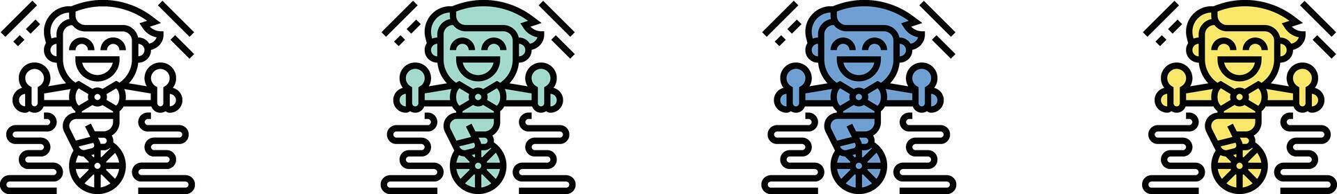 unicycle icon. Outline, Green, Blue and Yellow Style Design Isolated On White Background vector
