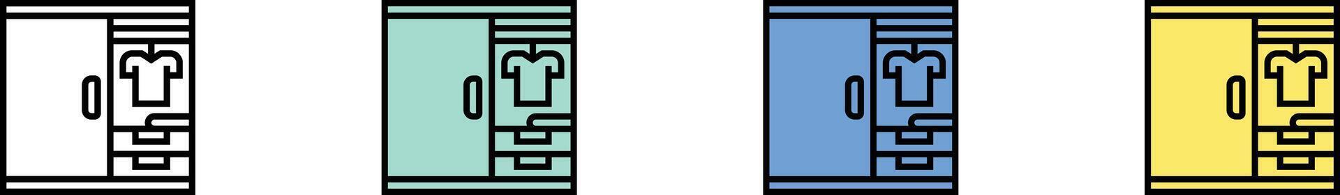 wardrobe icon. Outline, Green, Blue and Yellow Style Design Isolated On White Background vector