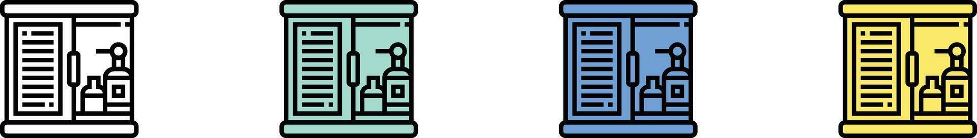 cupboard icon. Outline, Green, Blue and Yellow Style Design Isolated On White Background vector