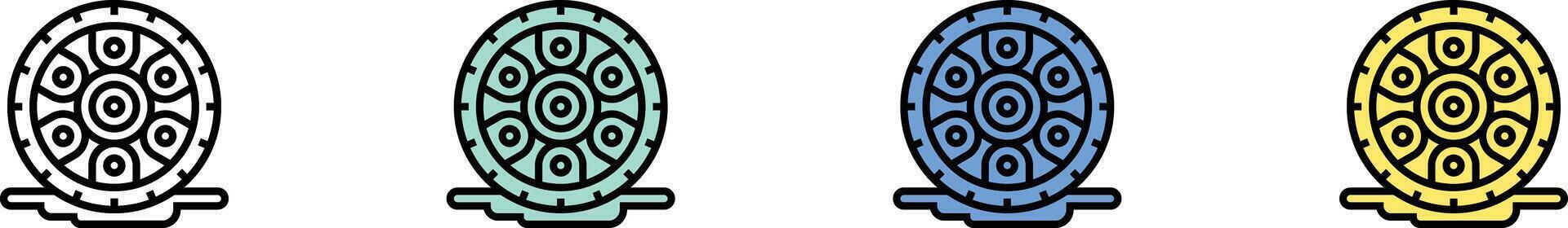 Flat tire icon. Outline, Green, Blue and Yellow Style Design Isolated On White Background vector