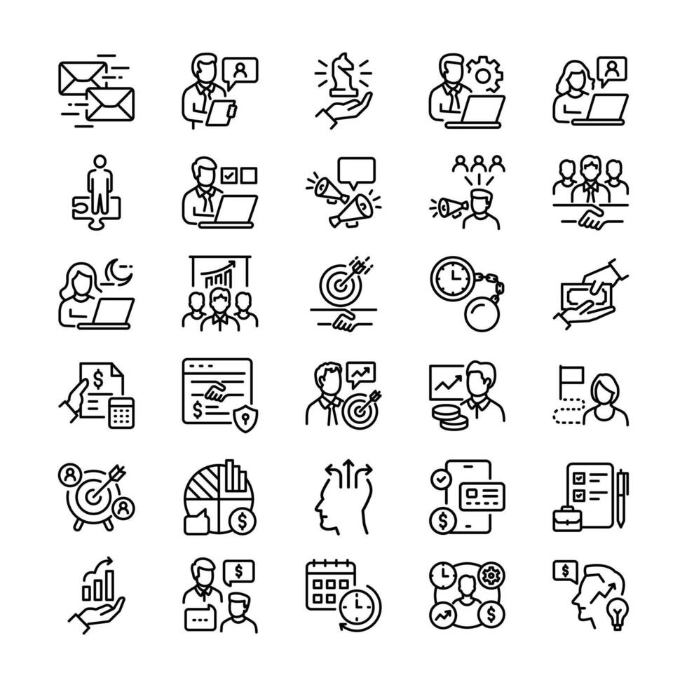 Business Management line icons vector