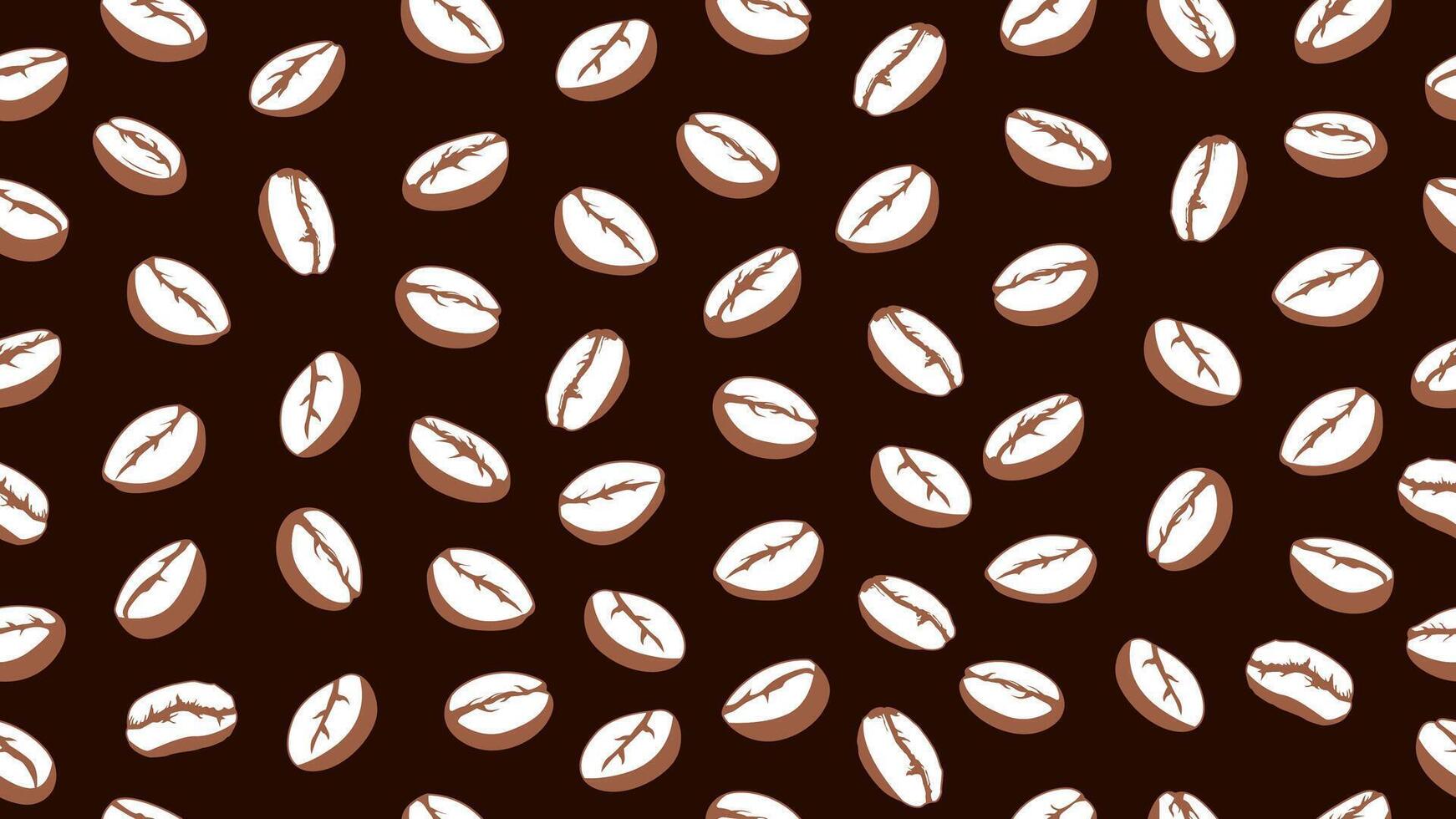 Coffee beans seamless pattern on dark brown background. Coffee beans motif background for coffee shop wallpaper, packaging, textile, wrapping paper, print vector