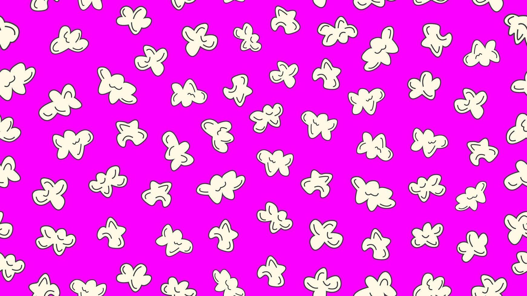 Popcorn seamless pattern on purple background. Popcorn motif cute cartoon style. illustration vector