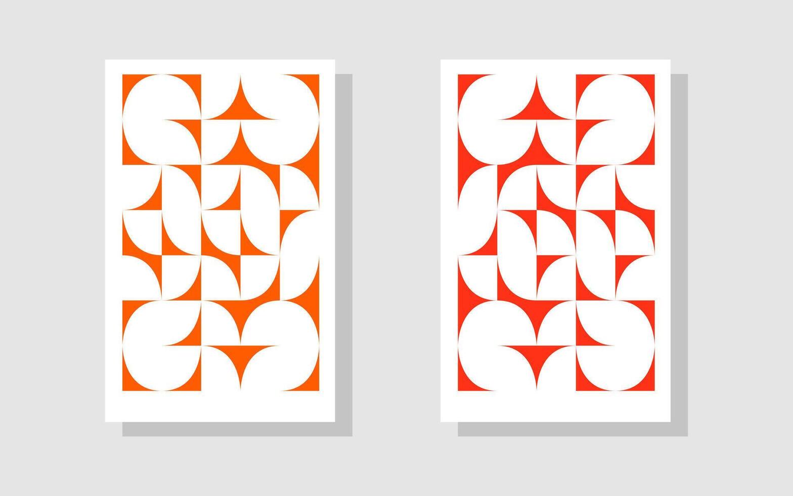 Retro orange and red geometric pattern background, abstract shape. Trendy bauhaus pattern backgrounds op-art set vector