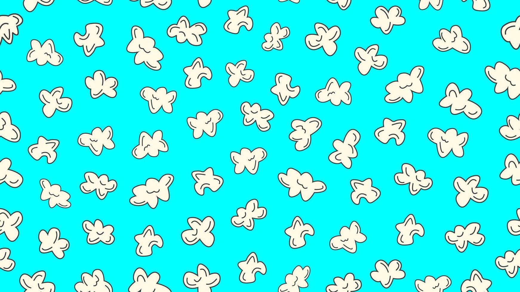 Popcorn seamless pattern on bright blue background. Popcorn motif cute cartoon style. illustration vector
