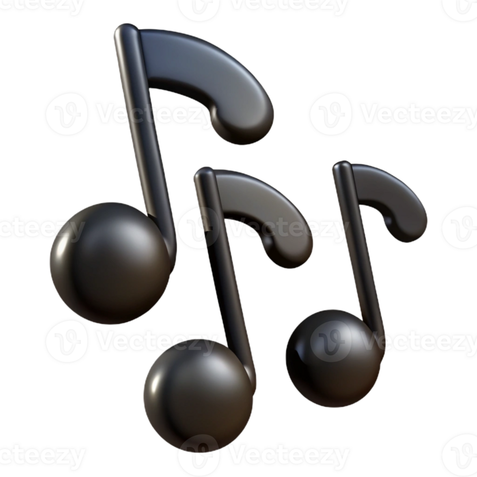 3D Render of Musical Notes png