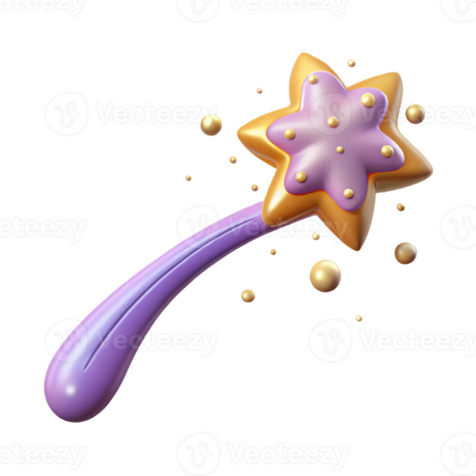 3D Render Star Wand Illustration png