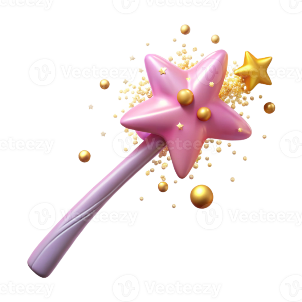 Pink Star Wand 3D Illustration png