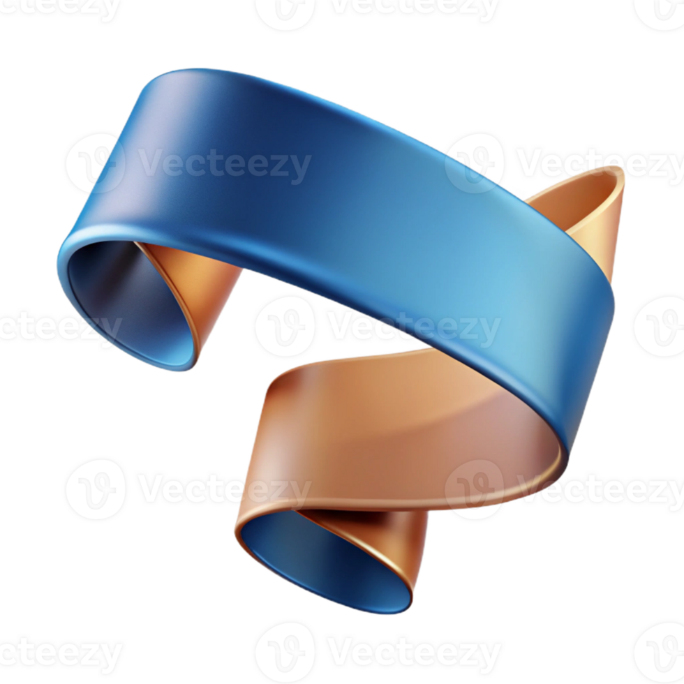 Abstract 3D Render Blue and Brown Ribbon Swirl png
