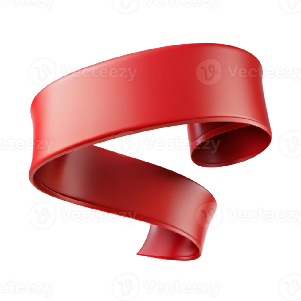 3D Red Ribbon Swirl Illustration png