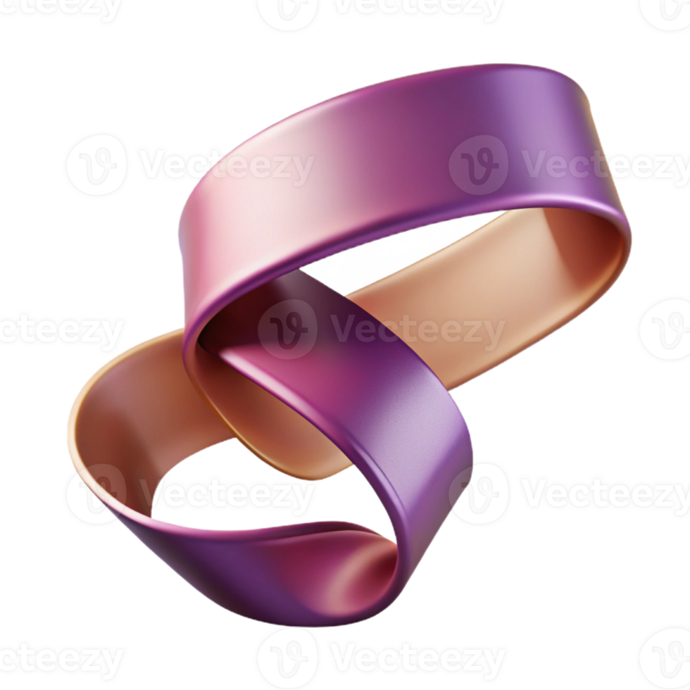 Abstract 3D Render Purple and Beige Ribbon Swirl png