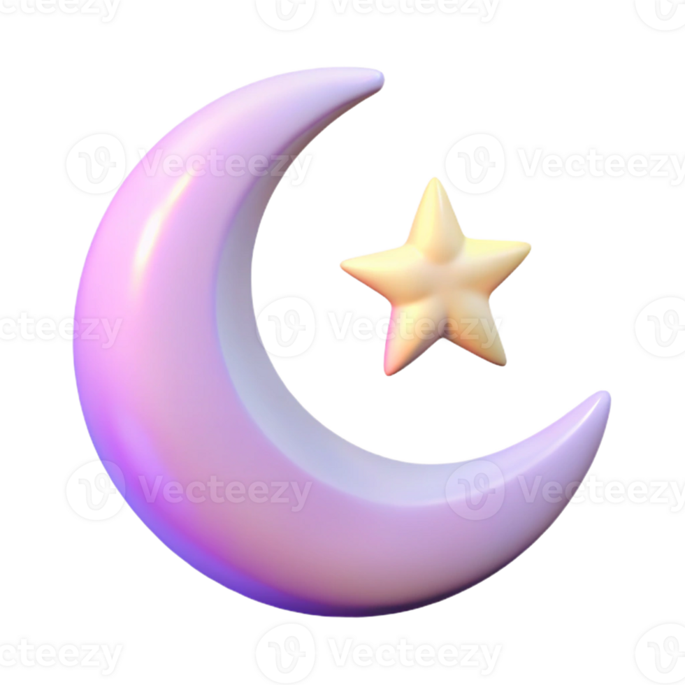 3D Render Moon and Star Graphic png