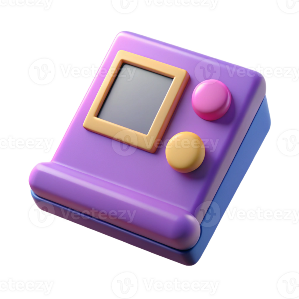 3D Render of Purple Retro Game Device png