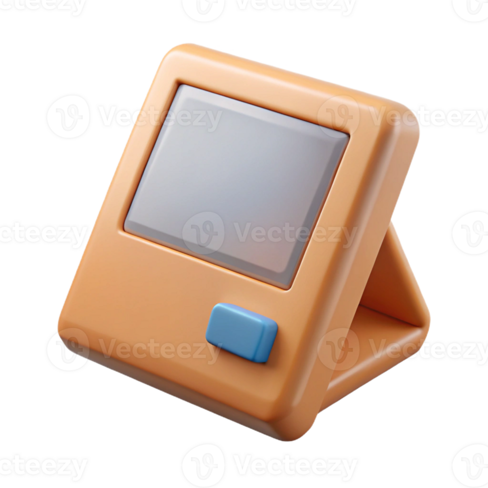 Orange 3D Render of a Digital Frame png
