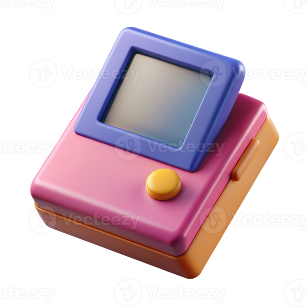 3D Render of Retro Handheld Game Console png