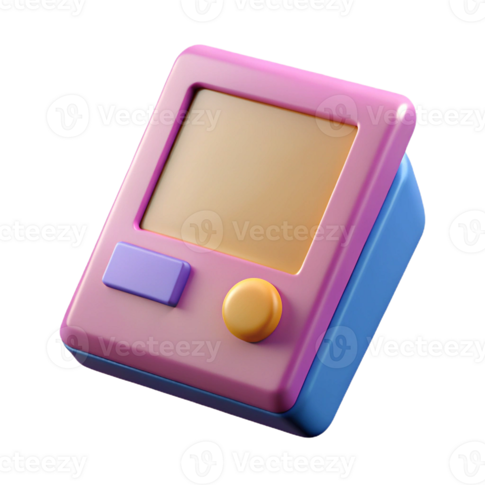 3D Render of Retro Handheld Device Illustration png