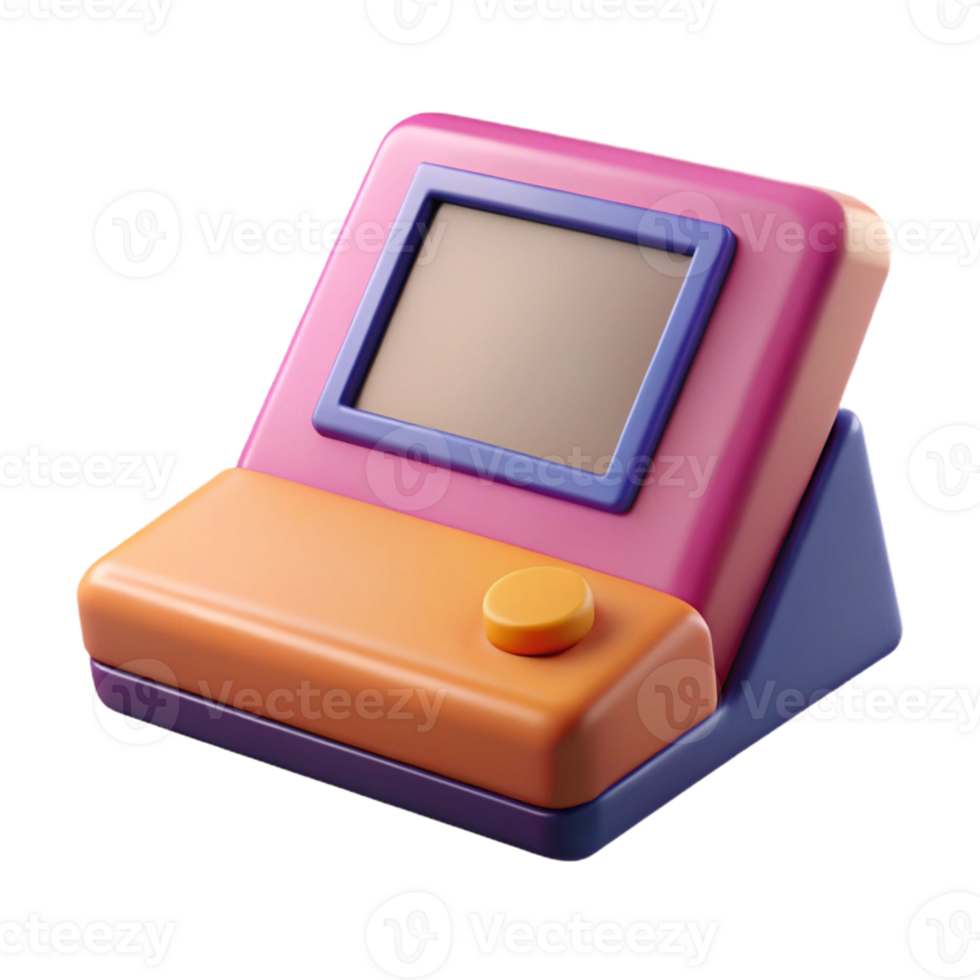 Colorful 3D Render of Retro Handheld Game png