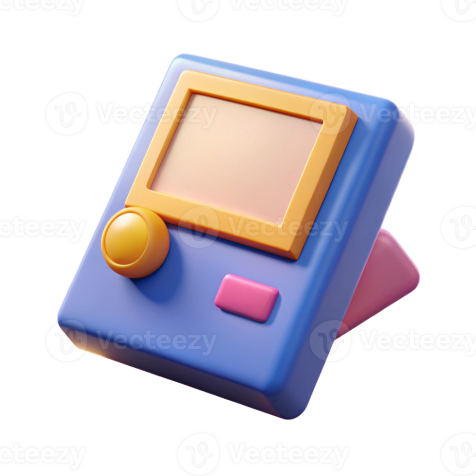 3D Render of Retro Handheld Game Console png