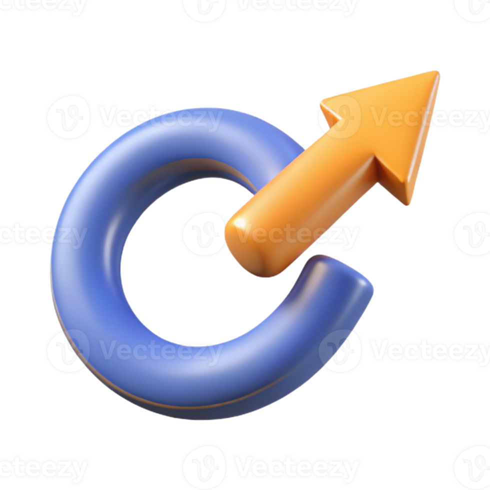 3D Render Blue Circle Orange Arrow Up Icon png