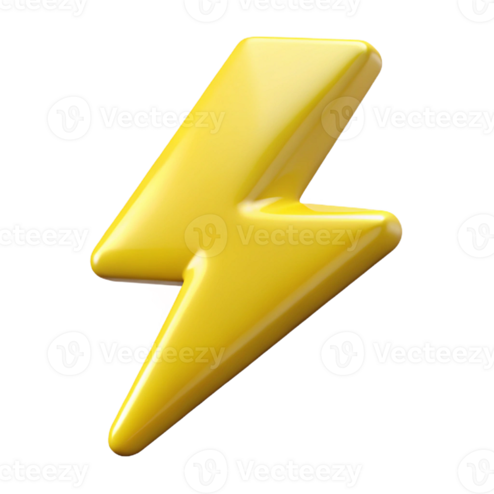 Yellow 3D Lightning Bolt Illustration png