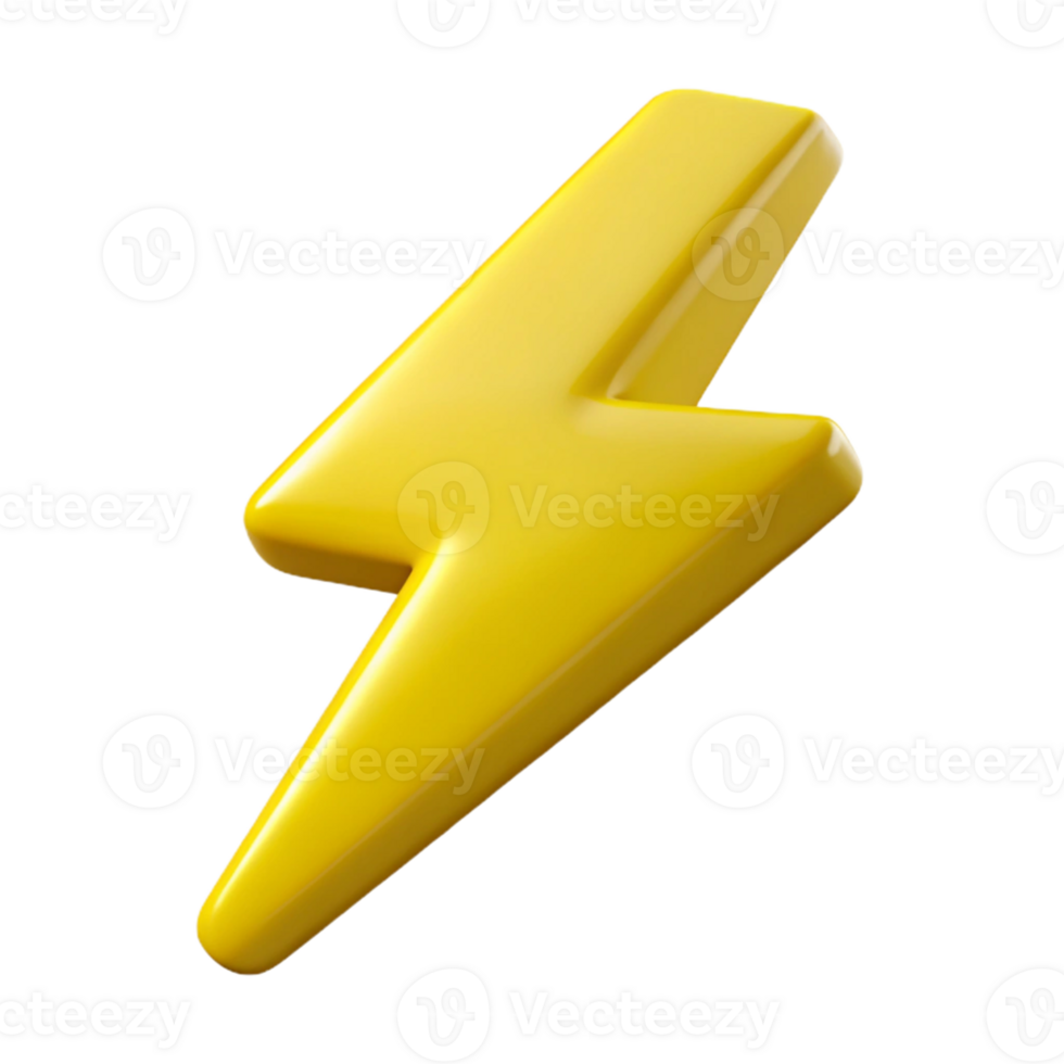 Yellow 3D Lightning Bolt Illustration png