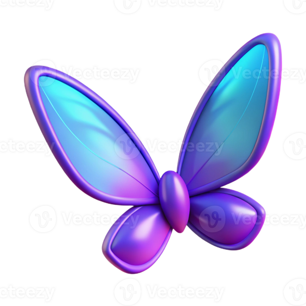 3D Render Purple Butterfly Illustration png