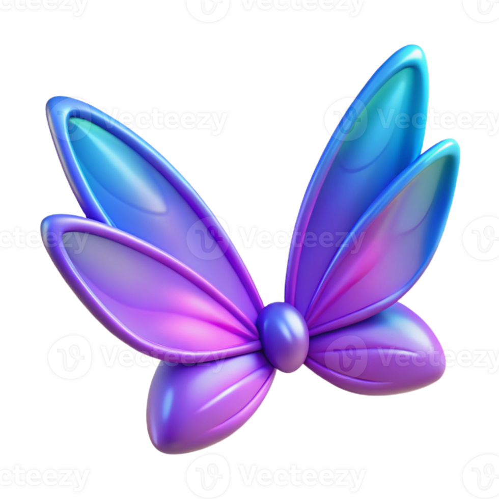 3D Render Purple Blue Butterfly Illustration png